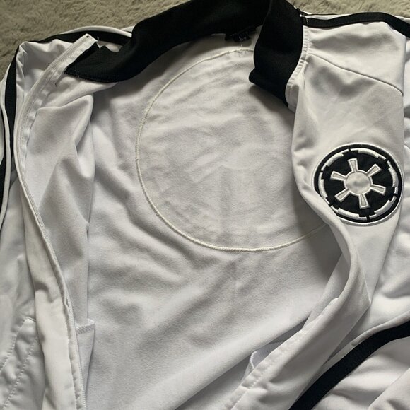 Disney Star Wars Imperial Logo Jacket Zipper Closure Size Large White & Black - Picture 5 of 12